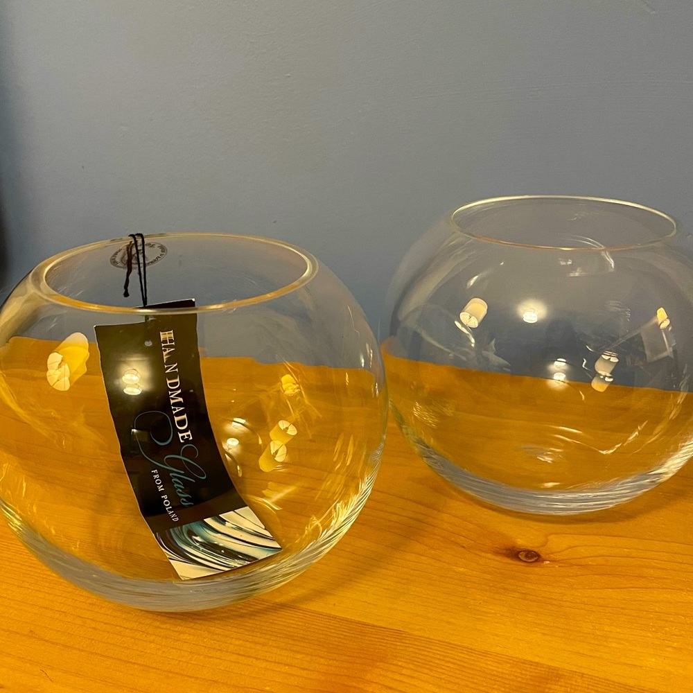Zorza Glass Globe Vases - Fishbowl - Terrarium - Set of 2